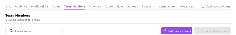 The Team Members tab with the Edit team members button